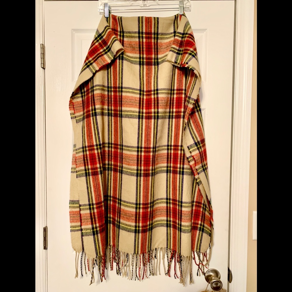 Khaki and Red Plaid Scarf